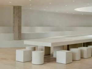 ClayLime - Claystone mineral coating on walls at Jacquemus office in Paris, designed for durability and elegance.